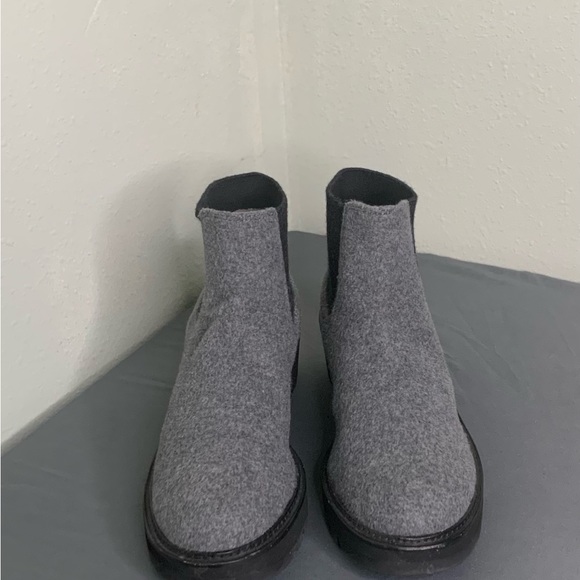 Eileen Fisher Chelsea Grey Wedge Bootie in Fleece - Picture 4 of 11